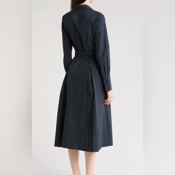 DEREK LAM 10 CROSBY stunning Annette Pleated Shirtdress - Navy 69% off retail - Picture 2 of 13